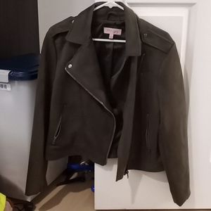 Philosophy olive moto faux leather soft jacket